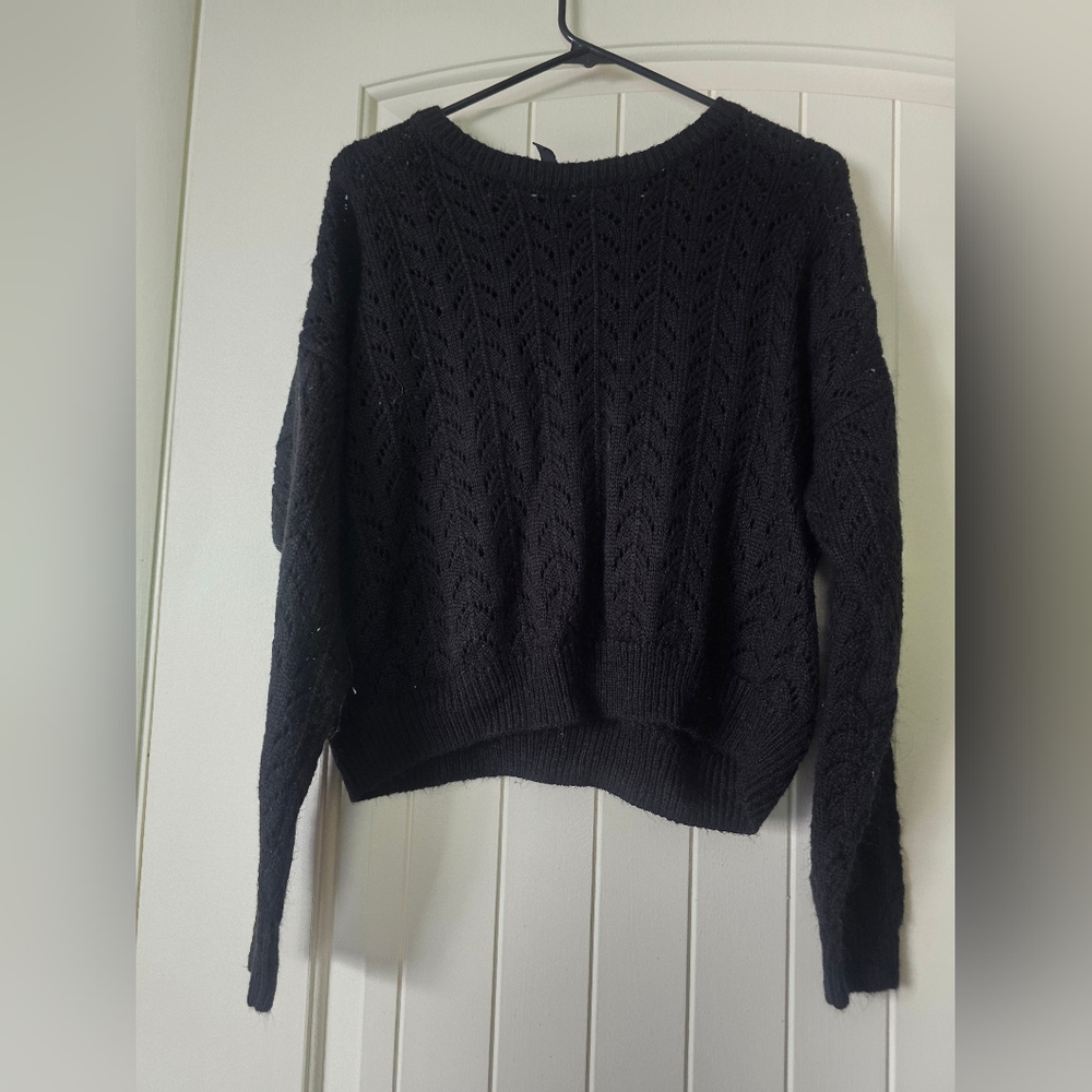 Divided Black Textured Knit Sweater